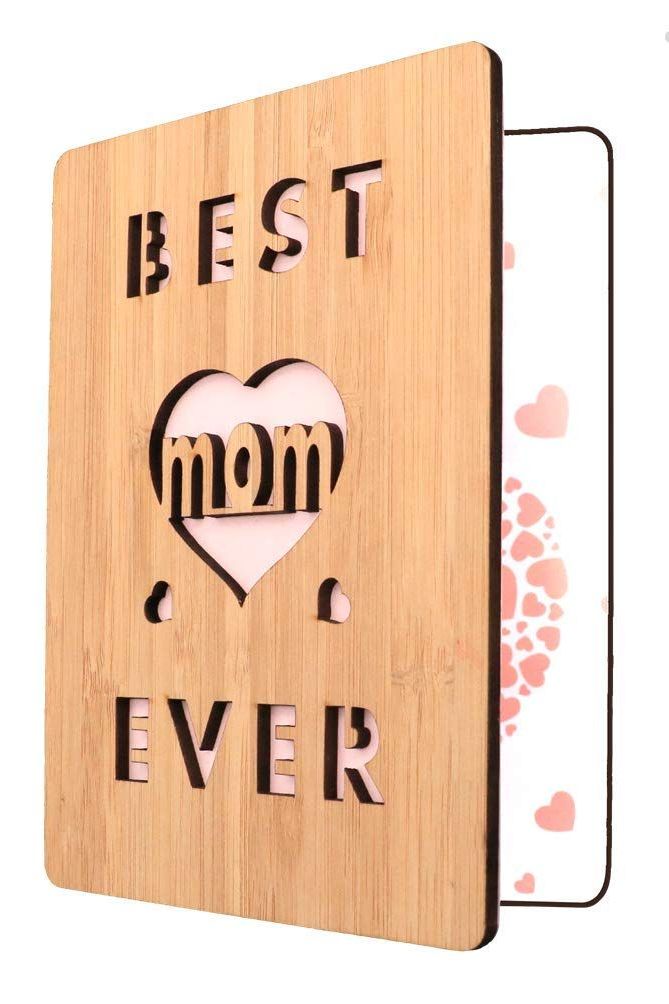 2. BEST MOM EVER WOODEN CARD Mother's Day Card