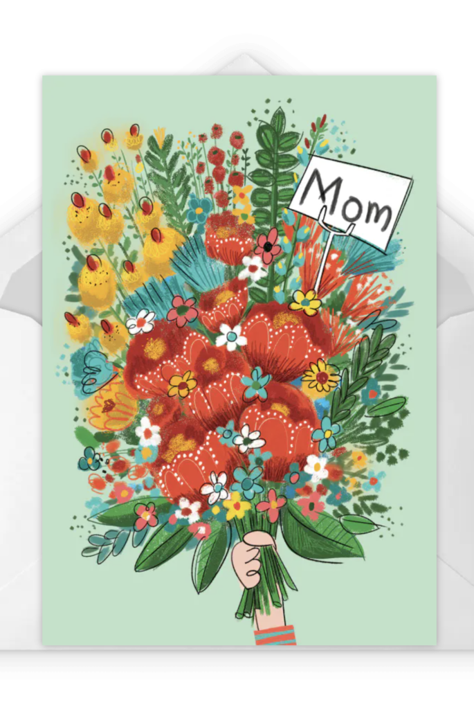 3. Cartoon Bouquet Mother's Day Card