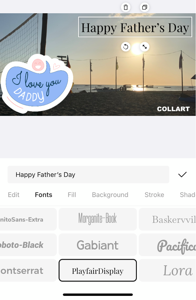 DIY Father's Day Card colllart free card maker text editor